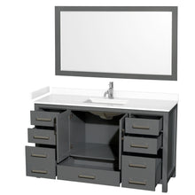 Load image into Gallery viewer, Wyndham Sheffield 60 Inch Single Bathroom Vanity in Dark Gray, White Cultured Marble Countertop, Undermount Square Sink, 58 Inch Mirror- Wyndham