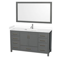 Load image into Gallery viewer, Wyndham Sheffield 60 Inch Single Bathroom Vanity in Dark Gray, White Cultured Marble Countertop, Undermount Square Sink, 58 Inch Mirror- Wyndham