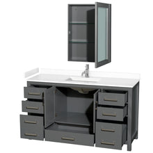 Load image into Gallery viewer, Wyndham Sheffield 60 Inch Single Bathroom Vanity in Dark Gray, White Cultured Marble Countertop, Undermount Square Sink, Medicine Cabinet- Wyndham