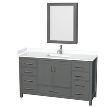 Load image into Gallery viewer, Wyndham Sheffield 60 Inch Single Bathroom Vanity in Dark Gray, White Cultured Marble Countertop, Undermount Square Sink, Medicine Cabinet- Wyndham