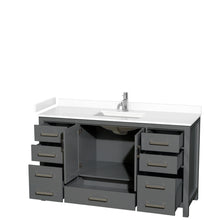 Load image into Gallery viewer, Wyndham Sheffield 60 Inch Single Bathroom Vanity in Dark Gray, White Cultured Marble Countertop, Undermount Square Sink, No Mirror- Wyndham