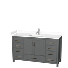 Load image into Gallery viewer, Wyndham Sheffield 60 Inch Single Bathroom Vanity in Dark Gray, White Cultured Marble Countertop, Undermount Square Sink, No Mirror- Wyndham