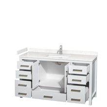 Load image into Gallery viewer, Wyndham Sheffield 60 Inch Single Bathroom Vanity in White, Carrara Cultured Marble Countertop, Undermount Square Sink, No Mirror- Wyndham