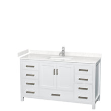 Load image into Gallery viewer, Wyndham Sheffield 60 Inch Single Bathroom Vanity in White, Carrara Cultured Marble Countertop, Undermount Square Sink, No Mirror- Wyndham