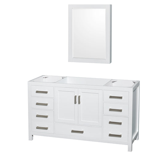 Wyndham Sheffield 60 Inch Single Bathroom Vanity in White, No Countertop, No Sink, and Medicine Cabinet- Wyndham