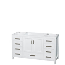 Load image into Gallery viewer, Wyndham Sheffield 60 Inch Single Bathroom Vanity in White, White Carrara Marble Countertop, Undermount Oval Sink, and 58 Inch Mirror- Wyndham