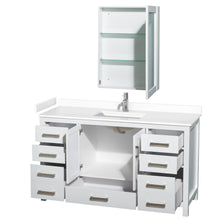 Load image into Gallery viewer, Wyndham Sheffield 60 Inch Single Bathroom Vanity in White, White Cultured Marble Countertop, Undermount Square Sink, Medicine Cabinet- Wyndham