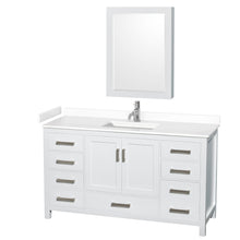 Load image into Gallery viewer, Wyndham Sheffield 60 Inch Single Bathroom Vanity in White, White Cultured Marble Countertop, Undermount Square Sink, Medicine Cabinet- Wyndham