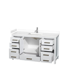 Load image into Gallery viewer, Wyndham Sheffield 60 Inch Single Bathroom Vanity in White, White Cultured Marble Countertop, Undermount Square Sink, No Mirror- Wyndham