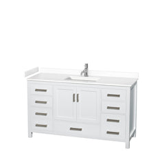 Load image into Gallery viewer, Wyndham Sheffield 60 Inch Single Bathroom Vanity in White, White Cultured Marble Countertop, Undermount Square Sink, No Mirror- Wyndham