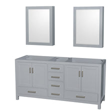 Load image into Gallery viewer, Wyndham Sheffield 72 Inch Double Bathroom Vanity in Gray, No Countertop, No Sink, and Medicine Cabinets- Wyndham