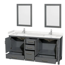 Load image into Gallery viewer, Wyndham Sheffield 72 Inch Double Bathroom Vanity in Dark Gray, Carrara Cultured Marble Countertop, Undermount Square Sinks, 24 Inch Mirrors- Wyndham