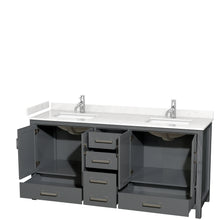 Load image into Gallery viewer, Wyndham Sheffield 72 Inch Double Bathroom Vanity in Dark Gray, Carrara Cultured Marble Countertop, Undermount Square Sinks, No Mirror- Wyndham