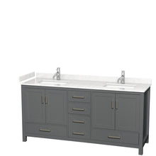 Load image into Gallery viewer, Wyndham Sheffield 72 Inch Double Bathroom Vanity in Dark Gray, Carrara Cultured Marble Countertop, Undermount Square Sinks, No Mirror- Wyndham