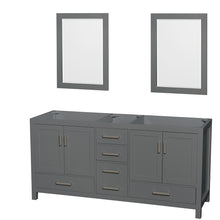 Load image into Gallery viewer, Wyndham Sheffield 72 Inch Double Bathroom Vanity in Dark Gray, No Countertop, No Sink, and 24 Inch Mirrors- Wyndham