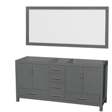 Load image into Gallery viewer, Wyndham Sheffield 72 Inch Double Bathroom Vanity in Dark Gray, No Countertop, No Sink, and 70 Inch Mirror- Wyndham