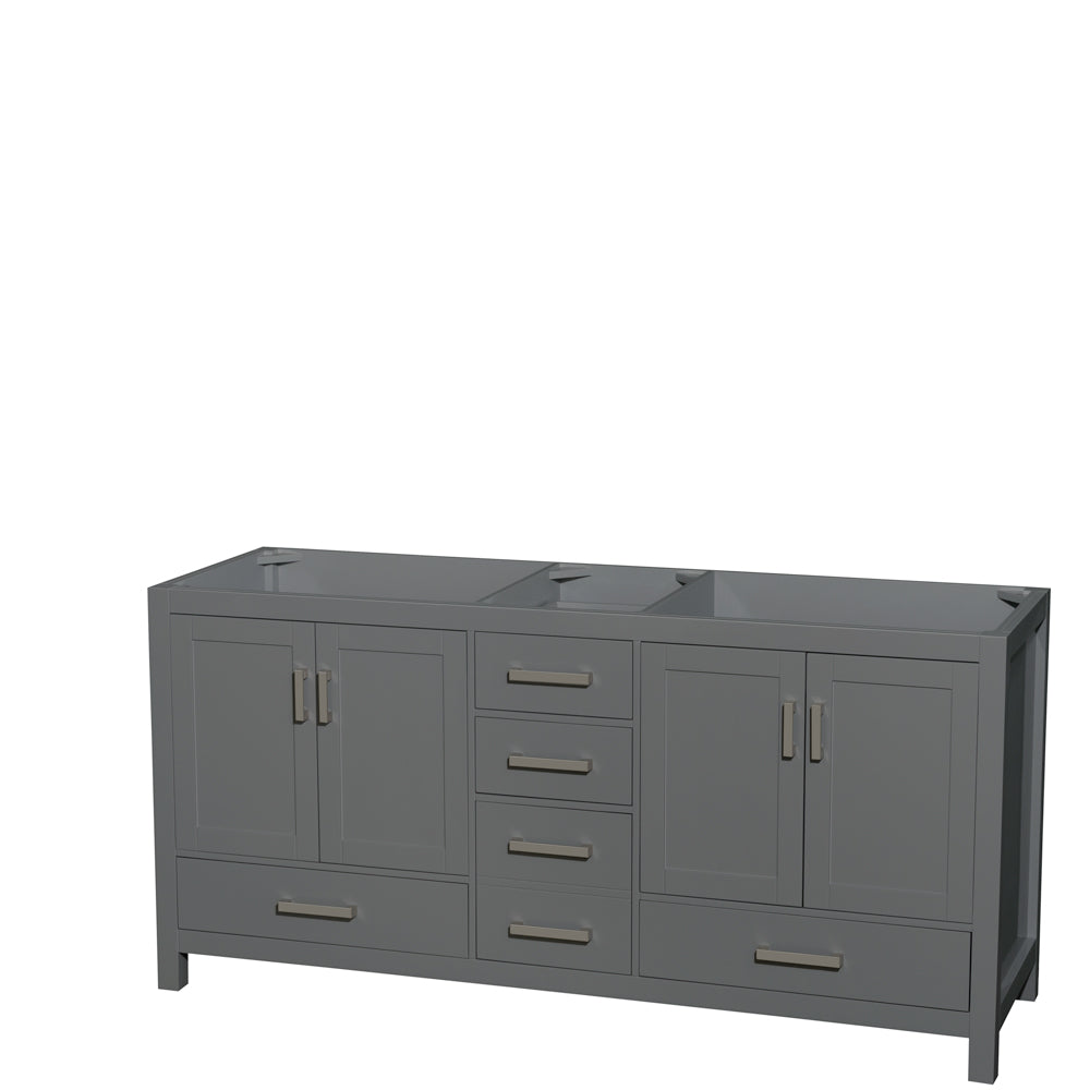 Wyndham Sheffield 72 Inch Double Bathroom Vanity in Dark Gray, No Countertop, No Sink, and No Mirror- Wyndham