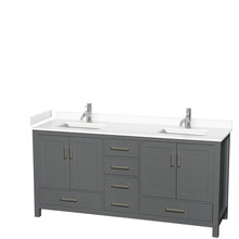 Load image into Gallery viewer, Wyndham Sheffield 72 Inch Double Bathroom Vanity in Dark Gray, White Cultured Marble Countertop, Undermount Square Sinks, No Mirror- Wyndham