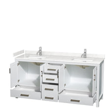 Load image into Gallery viewer, Wyndham Sheffield 72 Inch Double Bathroom Vanity in White, Carrara Cultured Marble Countertop, Undermount Square Sinks, No Mirror- Wyndham