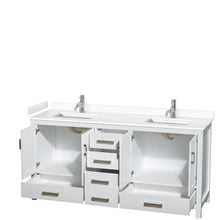 Load image into Gallery viewer, Wyndham Sheffield 72 Inch Double Bathroom Vanity in White, White Cultured Marble Countertop, Undermount Square Sinks, No Mirror- Wyndham