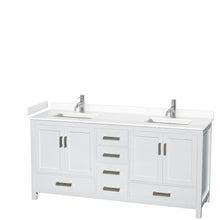 Load image into Gallery viewer, Wyndham Sheffield 72 Inch Double Bathroom Vanity in White, White Cultured Marble Countertop, Undermount Square Sinks, No Mirror- Wyndham