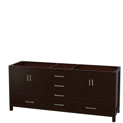Wyndham Sheffield 80 Inch Double Bathroom Vanity in Espresso, No Countertop, No Sinks, and No Mirror- Wyndham