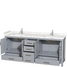 Load image into Gallery viewer, Wyndham Sheffield 80 Inch Double Bathroom Vanity in Gray, Carrara Cultured Marble Countertop, Undermount Square Sinks, No Mirror- Wyndham