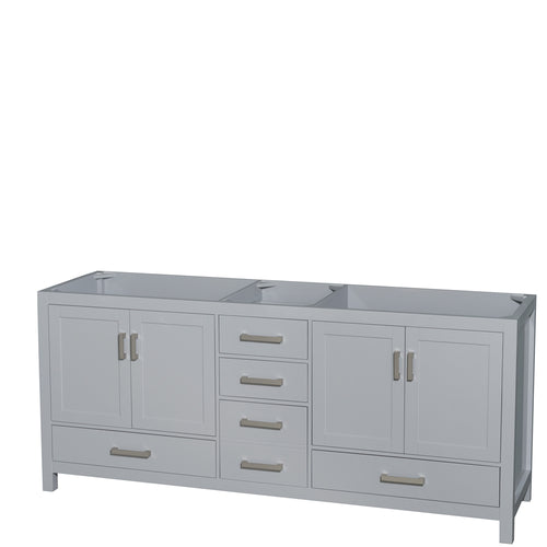 Wyndham Sheffield 80 Inch Double Bathroom Vanity in Gray, No Countertop, No Sink, and No Mirror- Wyndham