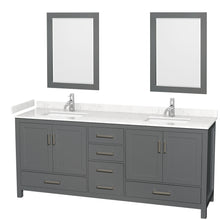 Load image into Gallery viewer, Wyndham Sheffield 80 Inch Double Bathroom Vanity in Dark Gray, Carrara Cultured Marble Countertop, Undermount Square Sinks, 24 Inch Mirrors- Wyndham