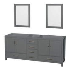 Load image into Gallery viewer, Wyndham Sheffield 80 Inch Double Bathroom Vanity in Dark Gray, No Countertop, No Sink, and 24 Inch Mirrors- Wyndham
