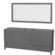Load image into Gallery viewer, Wyndham Sheffield 80 Inch Double Bathroom Vanity in Dark Gray, No Countertop, No Sink, and 70 Inch Mirror- Wyndham