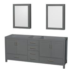 Load image into Gallery viewer, Wyndham Sheffield 80 Inch Double Bathroom Vanity in Dark Gray, No Countertop, No Sink, and Medicine Cabinets- Wyndham