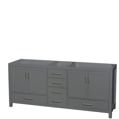 Wyndham Sheffield 80 Inch Double Bathroom Vanity in Dark Gray, No Countertop, No Sink, and No Mirror- Wyndham