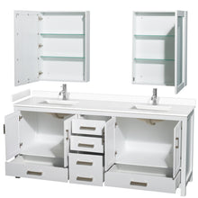 Load image into Gallery viewer, Wyndham Sheffield 80 Inch Double Bathroom Vanity in White, White Cultured Marble Countertop, Undermount Square Sinks, Medicine Cabinets- Wyndham