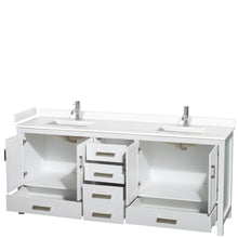 Load image into Gallery viewer, Wyndham Sheffield 80 Inch Double Bathroom Vanity in White, White Cultured Marble Countertop, Undermount Square Sinks, No Mirror- Wyndham