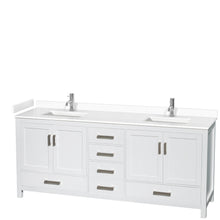Load image into Gallery viewer, Wyndham Sheffield 80 Inch Double Bathroom Vanity in White, White Cultured Marble Countertop, Undermount Square Sinks, No Mirror- Wyndham