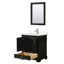 Load image into Gallery viewer, Wyndham Deborah 30 Inch Single Bathroom Vanity in Dark Espresso, Light-Vein Carrara Cultured Marble Countertop, Undermount Square Sink, 24 Inch Mirror- Wyndham