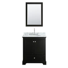 Load image into Gallery viewer, Wyndham Deborah 30 Inch Single Bathroom Vanity in Dark Espresso, White Carrara Marble Countertop, Undermount Oval Sink, and Medicine Cabinet- Wyndham