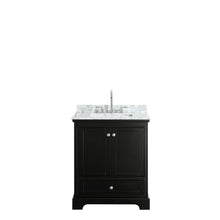 Load image into Gallery viewer, Wyndham Deborah 30 Inch Single Bathroom Vanity in Dark Espresso, White Carrara Marble Countertop, Undermount Square Sink, and No Mirror- Wyndham