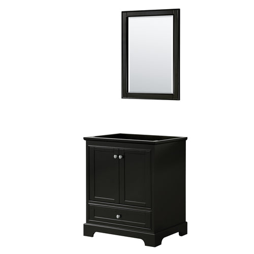 Wyndham Deborah 30 Inch Single Bathroom Vanity in Dark Espresso, No Countertop, No Sink, and 24 Inch Mirror- Wyndham