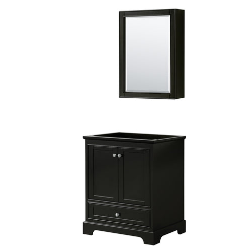 Wyndham Deborah 30 Inch Single Bathroom Vanity in Dark Espresso, No Countertop, No Sink, and Medicine Cabinet- Wyndham