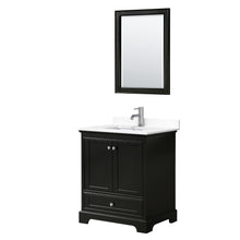Load image into Gallery viewer, Wyndham Deborah 30 Inch Single Bathroom Vanity in Dark Espresso, White Cultured Marble Countertop, Undermount Square Sink, 24 Inch Mirror- Wyndham