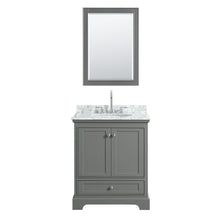Load image into Gallery viewer, Wyndham Deborah 30 Inch Single Bathroom Vanity in Dark Gray, White Carrara Marble Countertop, Undermount Oval Sink, and Medicine Cabinet- Wyndham