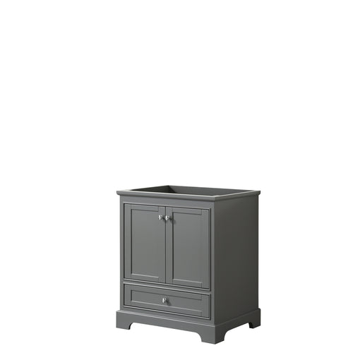 Wyndham Deborah 30 Inch Single Bathroom Vanity in Dark Gray, No Countertop, No Sink, and No Mirror- Wyndham