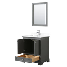 Load image into Gallery viewer, Wyndham Deborah 30 Inch Single Bathroom Vanity in Dark Gray, White Cultured Marble Countertop, Undermount Square Sink, 24 Inch Mirror- Wyndham