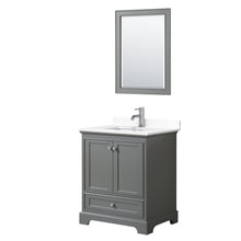 Load image into Gallery viewer, Wyndham Deborah 30 Inch Single Bathroom Vanity in Dark Gray, White Cultured Marble Countertop, Undermount Square Sink, 24 Inch Mirror- Wyndham