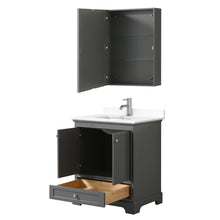 Load image into Gallery viewer, Wyndham Deborah 30 Inch Single Bathroom Vanity in Dark Gray, White Cultured Marble Countertop, Undermount Square Sink, Medicine Cabinet- Wyndham