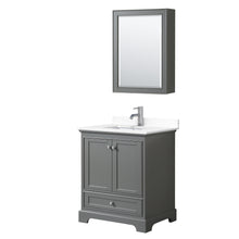 Load image into Gallery viewer, Wyndham Deborah 30 Inch Single Bathroom Vanity in Dark Gray, White Cultured Marble Countertop, Undermount Square Sink, Medicine Cabinet- Wyndham