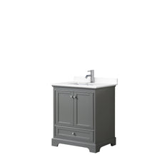 Load image into Gallery viewer, Wyndham Deborah 30 Inch Single Bathroom Vanity in Dark Gray, White Cultured Marble Countertop, Undermount Square Sink, No Mirror- Wyndham