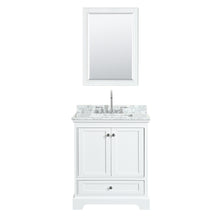 Load image into Gallery viewer, Wyndham Deborah 30 Inch Single Bathroom Vanity in White, White Carrara Marble Countertop, Undermount Square Sink, and Medicine Cabinet- Wyndham